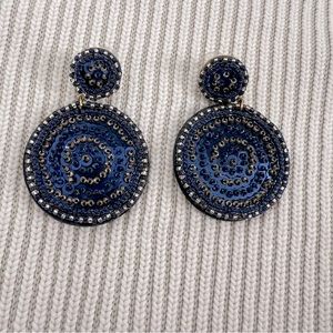 Anthropologie navy beaded and sequined earrings
